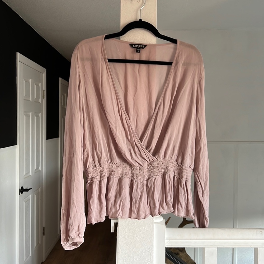 express lavender vneck blouse with elastic waist size XL